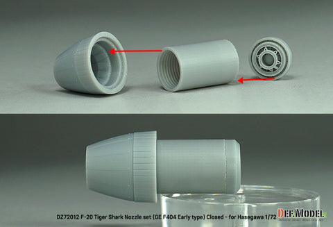 DEF Model DZ72012 1/72 F-20 TigerShark Nozzle set (GE YF404-100) Closed- (for Hasegawa 1/72)