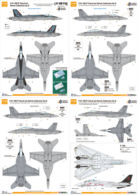 DEF Model JD14001 1/144 F/A-18E/F Super Hornet Decal set - Movie Collection No.6 for Revell f-18E/F