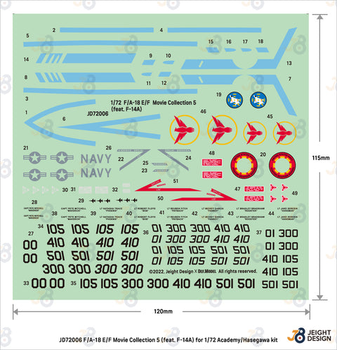 DEF Model JD72006 1/72 F/A-18E/F Decal set Movie collection No.5 for Academy/ Hasegawa 1/72 f-18E/F kit