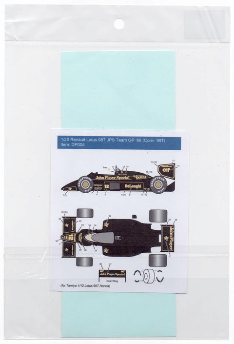 Decal Pool DP004 1/20 Lotus 98T JPS 1985 Conversion Decal for Tamiya Honda 99T