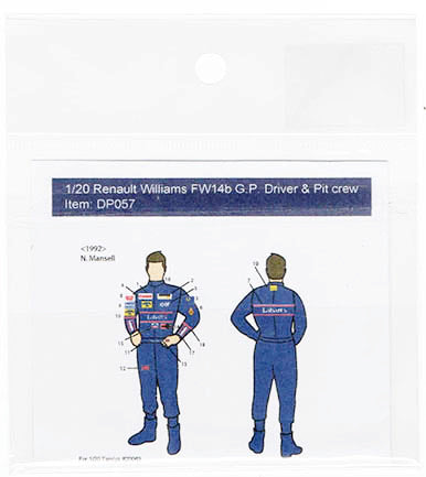 Decal Pool DP057 1/20 Williams Renault FW14b Camel Driver & Pit crew team