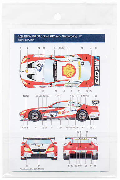 Decal Pool DP210 1/24 BMW M6 GT3 Shell #42 Nurb. 2017