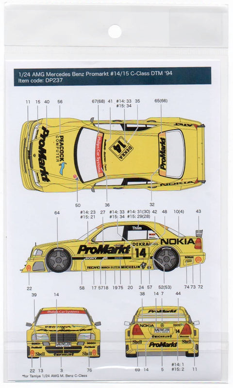 Decal Pool DP237 1/24 AMG M. Benz Promarkt #13/14 C-Class DTM 1994
