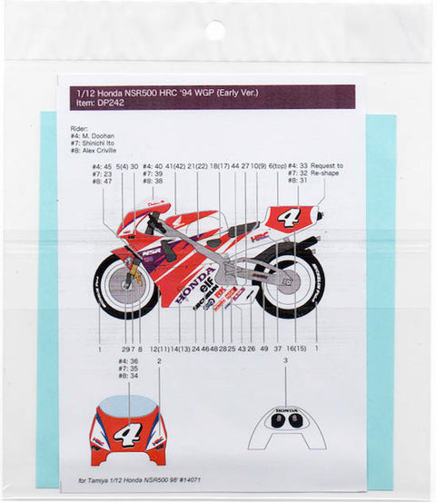 Decal Pool DP242 1/12 Honda NSR500 HRC WGP 1994 (early ver.)