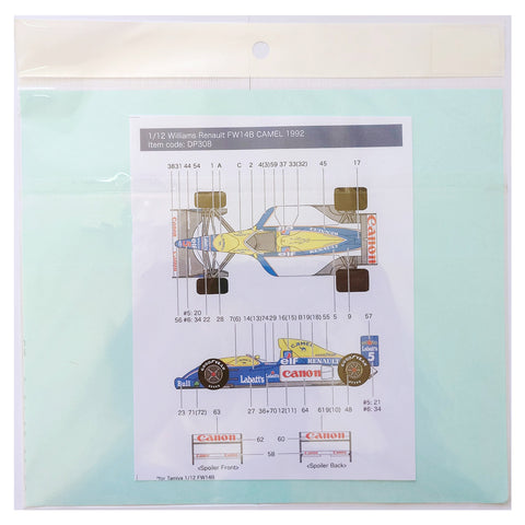 Decal Pool DP308 1/12 Williams FW14B Camel Full Decal