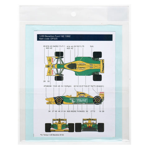 Decal Pool DP325 1/20 Benetton Ford B192 Camel 1992 Full Decal