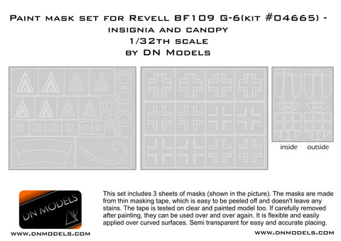 DN Models 32/827-003 1/32 Me109 G-6 for Revell 04665 canopy + insignia 1/32