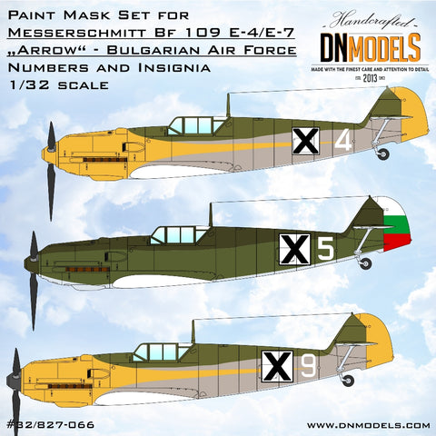 DN Models 32/827-066 1/32 Bulgarian Royal Air Force Messerschmitt Bf 109 E-4/E-7 ?Arrow“ Markings & Insignia 1/32