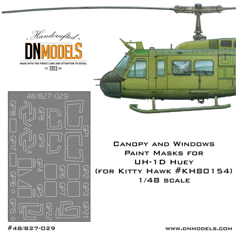 DN Models 48-827-029 1/48 Huey UH-1D Canopy (Kitty Hawk #KH80154)