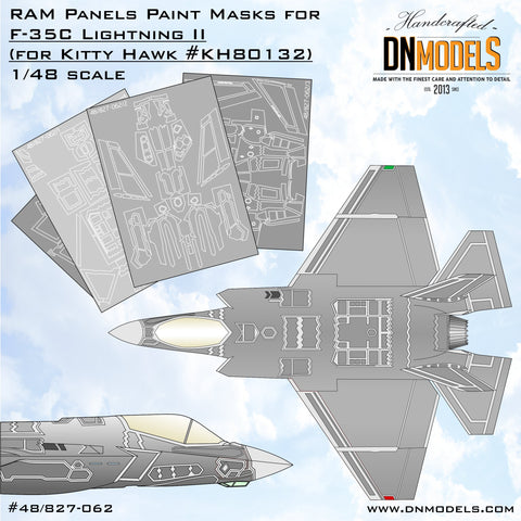 DN Models 48-827-062 1/48 F-35C RAM Panels MASKS (Kitty Hawk #KH80132)