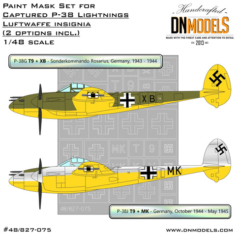 DN Models 48-827-075 1/48 Captured P-38 Lightning - Luftwaffe Insignia (2 options)