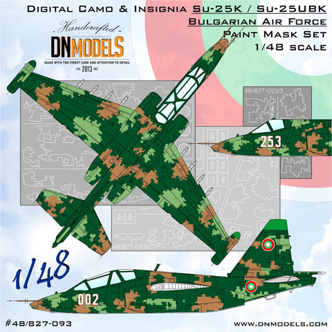 DN Models 48-827-093 1/48 Bulgarian Digital Su-25K / Su-25UBK Camouflage & Insignia Paint Mask Set