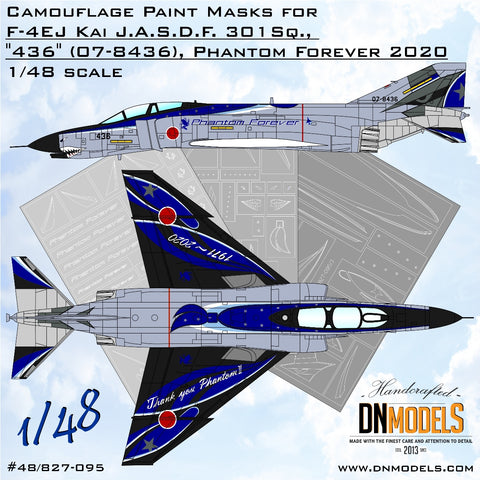 DN Models 48-827-095 1/48 F-4EJ Kai J.A.S.D.F. 301Sq., "436" (07-8436), Phantom Forever 2020 Paint Mask Set