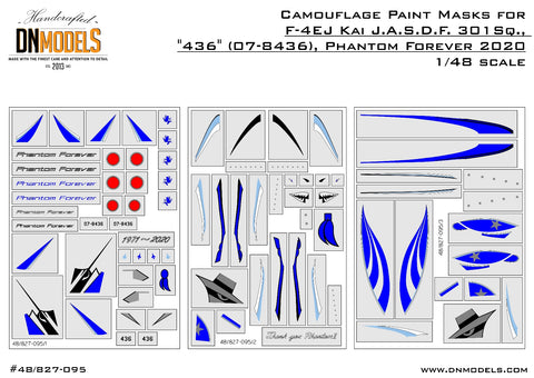 DN Models 48-827-095 1/48 F-4EJ Kai J.A.S.D.F. 301Sq., "436" (07-8436), Phantom Forever 2020 Paint Mask Set