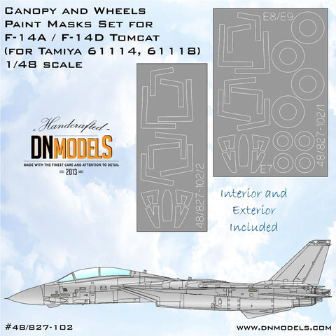 DN Models 48-827-102 1/48 F-14A Tomcat Canopy and Wheels (for Tamiya 61114, 61118)