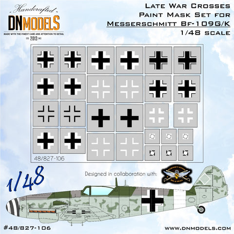 DN Models 48-827-106 1/48 Messerschmitt Bf-109G/K Late War Crosses - All manufacturers