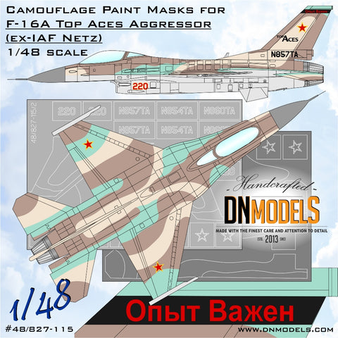 DN Models 48-827-115 1/48 F-16A Top Aces Aggressor /ex-IAF Netz/ Camo Paint Masks Set