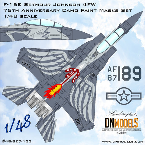 DN Models 48-827-122 1/48 F-15E Seymour Johnson 4FW 75th Anniversary Camo Paint Masks Set