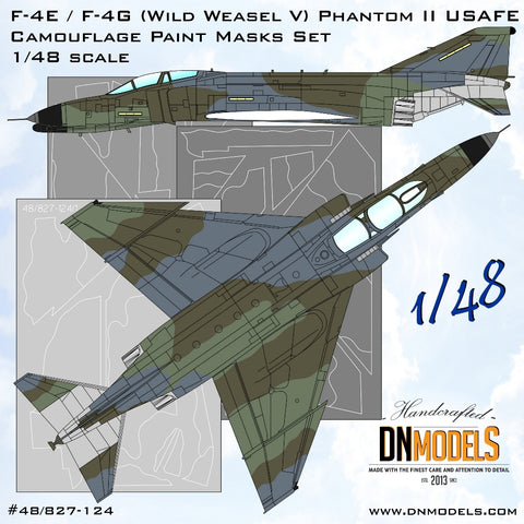 DN Models 48-827-124 1/48 Wild Weasel V F-4G Phantom II USAFE Camouflage Paint Masks Set