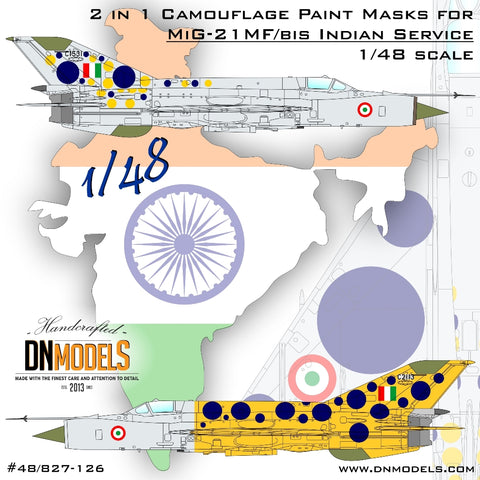 DN Models 48-827-126 1/48 MiG-21MF/bis Indian Service 2 in 1 Paint Masks Set