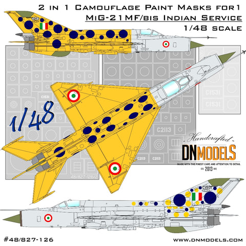 DN Models 48-827-126 1/48 MiG-21MF/bis Indian Service 2 in 1 Paint Masks Set