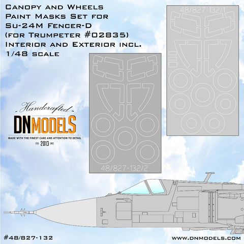 DN Models 48-827-132 1/48 Su-24M Fencer-D Canopy and Wheels Masks Set (Trumpeter 02835)