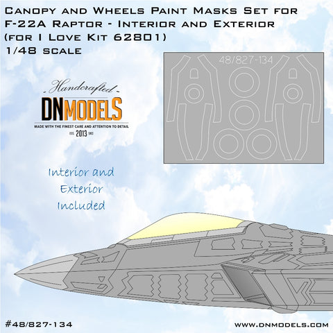 DN Models 48-827-134 1/48 F-22A Raptor Canopy and Wheels (I Love Kit 62801)