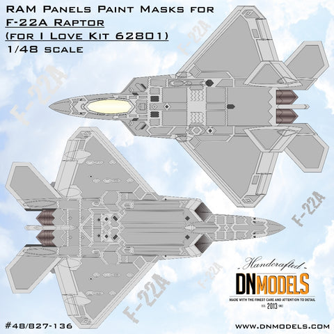 DN Models 48-827-136 1/48 F-22A RAM Panels (I Love Kit 62801)
