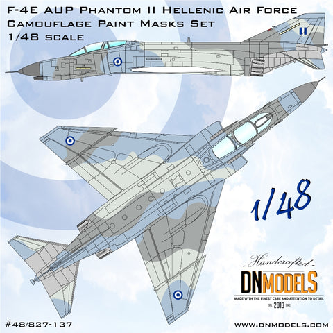 DN Models 48-827-137 1/48 F-4E AUP Phantom II Hellenic Air Force Camouflage Paint Masks Set