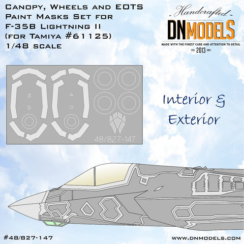 DN Models 48-827-147 1/48 F-35B Canopy and Wheels Paint Masks Set (Tamiya 61125)