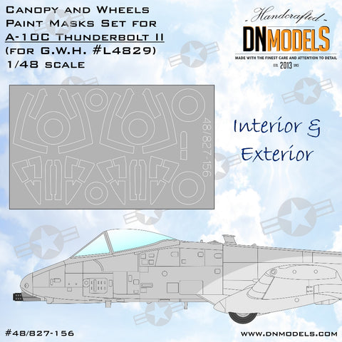 DN Models 48-827-156 1/48 A-10C Thunderbolt II Canopy & Wheels Paint Mask Set /G.W.H./