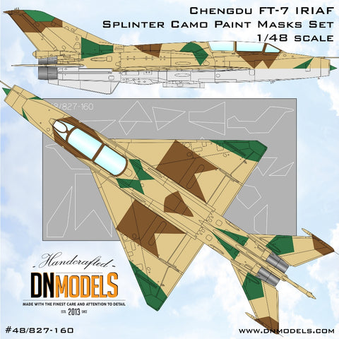 DN Models 48-827-160 1/48 Chengdu FT-7 IRIAF Splinter Camouflage Paint Masks set