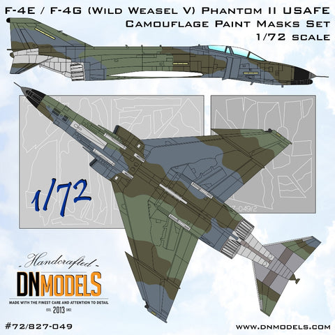 DN Models 72-827-049 1/72 F-4E / F-4G (Wild Weasel V) Phantom II USAFE Camouflage Paint Masks Set