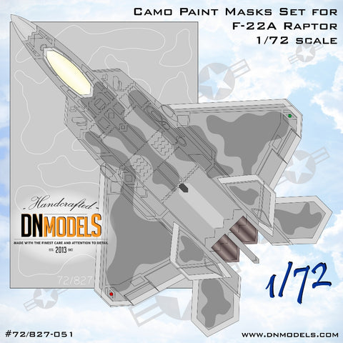 DN Models 72-827-051 1/72 F-22A Raptor Camouflage Paint Masks