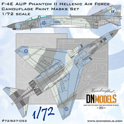 DN Models 72-827-052 1/72 F-4E AUP Phantom II Hellenic Air Force Camouflage Paint Masks Set
