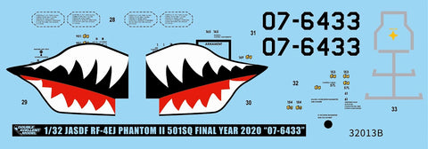 DXM 01-3211 1/32 JASDF RF-4EJ Phantom II, 501st Tactical Reconnaissance Squadron, Final Year 2020, #07-6433 (No Stencils)（For Tamiya）