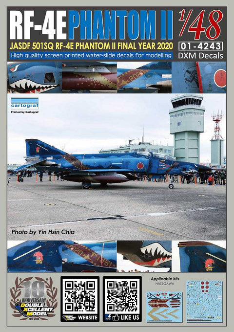 DXM 01-4243 1/48 JASDF RF-4E Phantom II, 501st Tactical Reconnaissance Squadron, Final Year 2020, #47-6905 (Maritime Camouflage) (For Hasegawa)