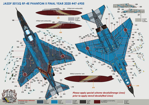 DXM 01-4243 1/48 JASDF RF-4E Phantom II, 501st Tactical Reconnaissance Squadron, Final Year 2020, #47-6905 (Maritime Camouflage) (For Hasegawa)