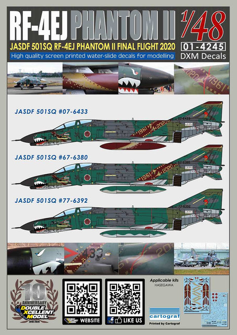 DXM 01-4245 1/48 JASDF RF-4EJ 501SQ Phantom II Final Year 2020 (#433/#380/#392) (For Hasegawa and Zoukei-Mura)
