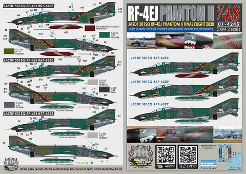 DXM 01-4245 1/48 JASDF RF-4EJ 501SQ Phantom II Final Year 2020 (#433/#380/#392) (For Hasegawa and Zoukei-Mura)