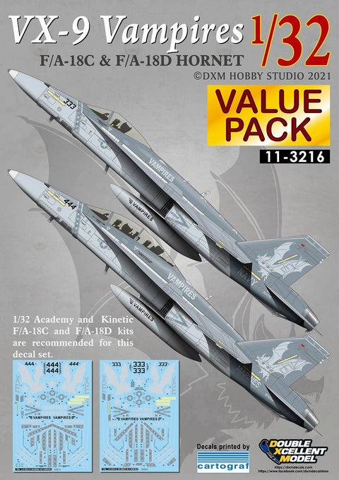 DXM 11-3216 1/32 USN F/A-18C & F/A-18D Hornet VX-9 Vampires (For Academy)