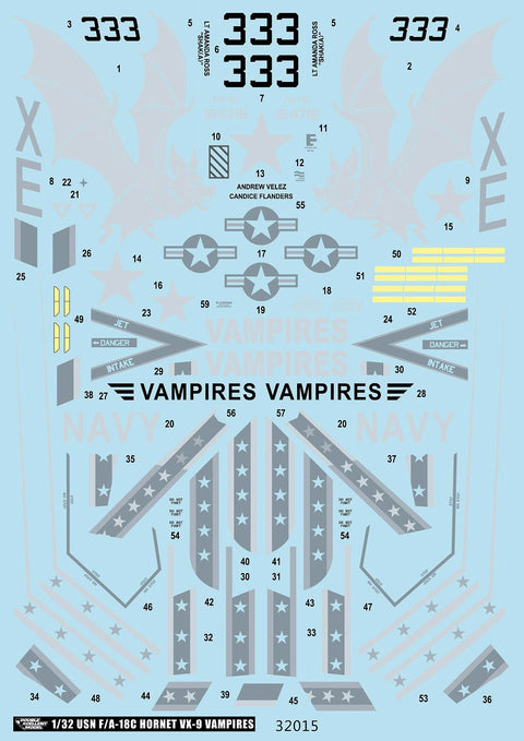 DXM 11-3216 1/32 USN F/A-18C & F/A-18D Hornet VX-9 Vampires (For Academy)