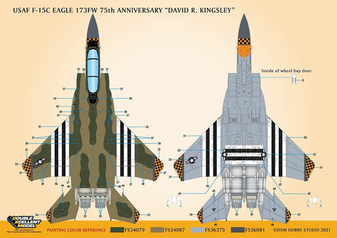 DXM 11-4248 1/48 US Air Force F-15C, 173rd Fighter Wing, 75th Anniversary "David Richard Kingsley" – Cartograf Decals (For Hasegawa, Tamiya, Great Wall, Revell, Italeri, and Academy)