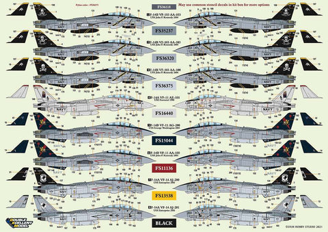 DXM 11-7142 1/72 US Navy F-14A/B Tomcat VF-11/VF-14/VF-103 High-Visibility Markings – Cartograf Decals (For Hasegawa, Fine Molds, Fujimi, Academy, Great Wall, Revell, Italeri, and HobbyBoss)