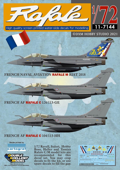 DXM 11-7144 1/72 French Air and Space Force / French Naval Aviation Rafale C/M (For Revell, Italeri, Tamiya, and HobbyBoss)