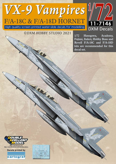 DXM 11-7146 1/72 US Navy/US Marine Corps 11-7146 F/A-18C & F/A-18D Hornet VX-9 Vampires (For Hasegawa, Revell, Academy, and Fujimi)
