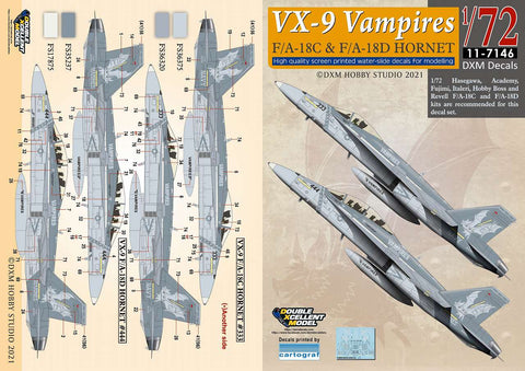 DXM 11-7146 1/72 US Navy/US Marine Corps 11-7146 F/A-18C & F/A-18D Hornet VX-9 Vampires (For Hasegawa, Revell, Academy, and Fujimi)
