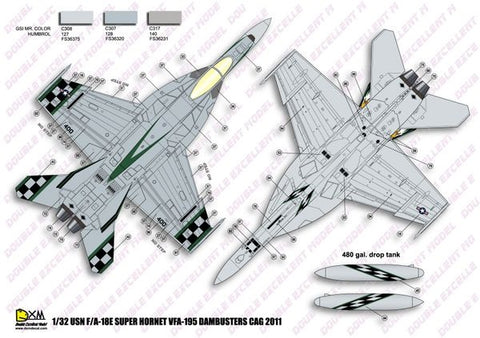DXM 21-3402 1/32 US Navy F/A-18E VFA-195 Dambusters 2011 Chippyho (For Trumpeter and Revell)