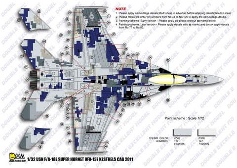 DXM 21-3501 1/32 US Navy F/A-18E VFA-137 Kestrels CAG 2011 (For Trumpeter and Revell)