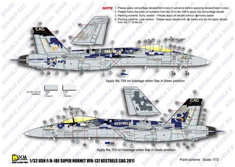 DXM 21-3501 1/32 US Navy F/A-18E VFA-137 Kestrels CAG 2011 (For Trumpeter and Revell)
